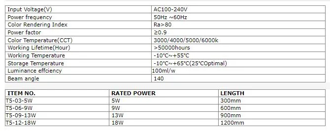 T5 Integrated LED Tube Lights Connectable T8 Bar Light LED Fluorescent Tube