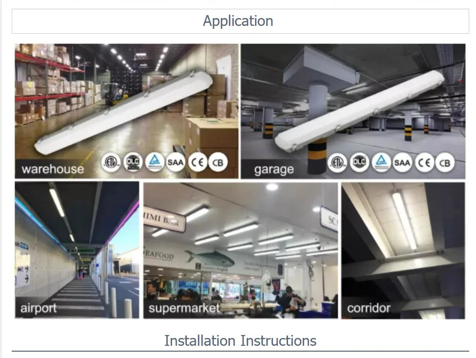 3000-6500K Surface Mount Suspension Available Indoors/Outdoors LED Tri-Proof Lamp