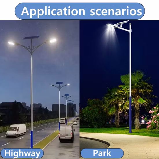IP65 haute luminosité puissance étanche extérieure route économie d'énergie panneau solaire LED réverbère avec poteau