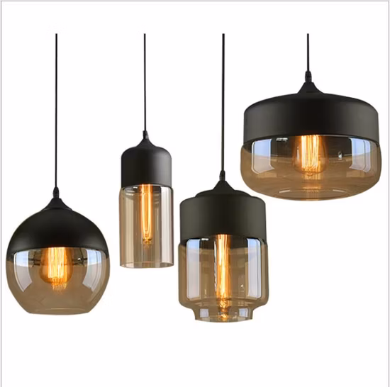 Moderne Vintage Industriel Restaurant Bar Salle À Manger Maison Intérieur Lustre Décoration Décorative Suspension Verre Plafond Éclairage LED E27 E26 Lampe Suspendue