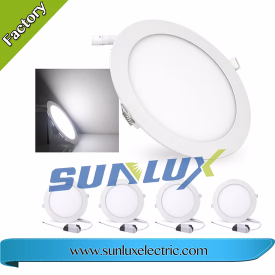 Panneau lumineux LED rond Squre Slim, fabrication chinoise, 3W 6W 9W 12W 18W 24W 85V